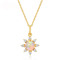 wholesale 10K Gold Plated Sterling Silver New Synthetic Opal Small Sun Geometric Pendant for Women Wholesale-[Pendant] Without chain 925 silver