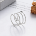 wholesale S925 Sterling Silver European and American Cross-Border Minimalist Style Threaded Elastic Twist Ring Sweet and Cool Trendy Versatile Band-0-1