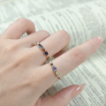 wholesale Sterling silver jewelry Japanese-style multi-gemstone delicate ring with natural topaz, iolite, and labradorite vintage ring-0-1