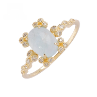 wholesale 10K Gold New Gemstone Ring Light Luxury Set with Natural Aquamarine Ice Transparent Elegant Vintage Ring for Women-10K Real Gold Aquamarine Ring Size 5