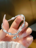 wholesale 999 Pure Silver Women's Lucky Charm Beaded Bracelet DIY Design Bangle Versatile Luxe Fine Jewelry One-Piece Drop Shipping-0-7