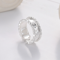 wholesale S925 Sterling Silver Fashion Cross-Border Europe and America Irregular Shiny Surface Minimalist Ins Style Design Open Ring for Women-1406J/approx. 5g>Adjustable opening