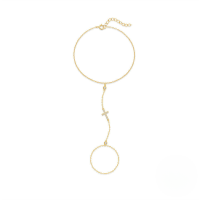 wholesale S925 Sterling Silver Cross Zircon Pendant Hand Chain, Light Luxury Ring Chain, European And American Best-seller Classic High-end Finger Chain-Gold 925 silver