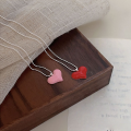wholesale S925 Sterling Silver Enamel Drip Glaze Heart Necklace for Women, New Sweet and Edgy Versatile High-End Collarbone Chain-0-1