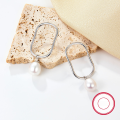 wholesale Metal: 925 Sterling Silver Long Minimalist Hoop Earrings with Natural Pearls for Women, High-End Design Wholesale Jewelry-0-2