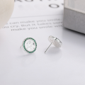 wholesale S925 sterling silver fashionable Korean and Japanese row of diamonds with green zirconia irregular texture personalized internet-famous design earrings and ear studs-0-1
