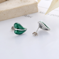 wholesale S925 Sterling Silver European and American Cross-Border Niche Design 3D Heart Gradient Green Trendy Stud Earrings-0-2