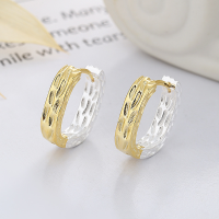 wholesale S925 Sterling Silver Cross-Border European and American Minimalist Two-Tone Fashion Urban Lady Ins Versatile Earrings-YFR196/aged about 4.1g>925 silver