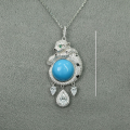 wholesale 925 Silver Gold-Plated Pendant with High-Carbon Diamonds, Enamel, Turquoise, and Versatile Leopard Design for Women-0-1