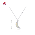 wholesale 925 Silver Japanese Moon and Star Synthetic Opal OPAL Necklace, White Opal Simple Jewelry Necklace-0-4