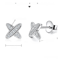 wholesale S925 Sterling Silver Plated with K Gold Cross Earrings for Women, Featuring Moissanite, Minimalist Geometric X-Shape Exquisite Earrings-0-5