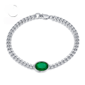 wholesale S925 Silver New Simulation Emerald 8*11 Oval Bracelet, Generous Ins European and American Style-0-0