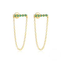 wholesale S925 Sterling Silver Long Tassel Bow Tie Crystal Earrings With Star And Moon-Gold#3 925 Silver