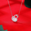 wholesale S925 Sterling Silver Chinese Style White Chalcedony Gourd Necklace Fashion Elegant Auspicious Happiness Fu Lu Pendant Collarbone Chain Accessory-0-0