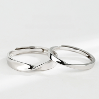 wholesale S925 Sterling Silver Maker Möbius Ring Couple Rings for Men and Women, Korean Version Minimalist Open-Ended Plain Bands-Uss Ring Couple Ring (Women's Price)  Adjustable Opening