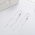 wholesale S925 Sterling Silver European and American Style Cross-Border Minimalist Shiny Diamond Long Elegant Versatile Goddess Earrings for Women-0-0