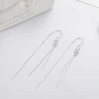 wholesale S925 Sterling Silver European and American Style Cross-Border Minimalist Shiny Diamond Long Elegant Versatile Goddess Earrings for Women-499QR/about 2.1g/pair 925 silver