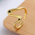 wholesale S925 Sterling Silver Ins Style Minimalist Wave Line Irregular Geometric Niche Design Open Adjustable Ring-0-1