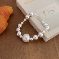 wholesale S925 Sterling Silver Geometric Sphere Pearl Bracelet for Women, Korean New Style Elegant Heavy Duty Versatile Bangle-0-1