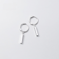wholesale Metal S925, Nalan Women's Korean Version Ins Style Minimalist Round Ring Elegant One-word Square Ear Accessories G6091-0-1