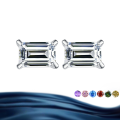 wholesale 925 Sterling Silver 1ct Moissanite Square Stud Earrings, Cross-Border Bestseller Minimalist Four-Prong Earrings Wholesale-0-5