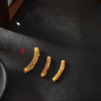 wholesale S925 Sterling Silver Gold Plated Through-Hole Butterfly Spacer Beads Enameled Curved Tube Pendant Charm Bracelet String DIY Accessories-Blue hollow tube