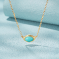 wholesale S925 Sterling Silver Vintage Turquoise Pendant Zircon Necklace For Women-0-3
