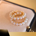wholesale 18K Gold Natural Japanese Akoya Seawater Pearl Earrings 3-4MM Mini Small Real Pearl Ear Hoops-0-0