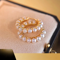 wholesale 18K Gold Natural Japanese Akoya Seawater Pearl Earrings 3-4MM Mini Small Real Pearl Ear Hoops-freshwater pearls