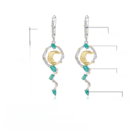 wholesale S925 Sterling Silver Secret Garden Designer Green Agate Earrings, Natural Style with Genuine Colored Gemstone Ear Drops-Natural green agate earrings