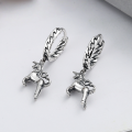 wholesale S925 Sterling Silver Korean-style Creative Unicorn Pendant with Small Tassel Ear Clasp, Fashionable and Versatile Earrings-0-0