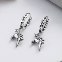 wholesale S925 Sterling Silver Korean-style Creative Unicorn Pendant with Small Tassel Ear Clasp, Fashionable and Versatile Earrings-YFR047/approx. 2.9g 925 silver