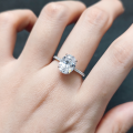 wholesale S925 sterling silver oval-shaped 3ct engagement ring with a large main stone moissanite, comes with certificate-0-3