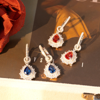 wholesale S925 silver, popular on Xiaohongshu, vintage lady's lab-grown pigeon blood red ruby 15 carat drop earrings that won't fall off-Cultivated Ruby 925 Silver