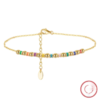 wholesale 925 Sterling Silver Foot Ankle Bracelet for Women, Minimalist Design, Light Luxury High-End Summer New Style-14K gold 925 silver