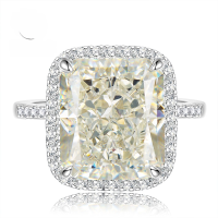 wholesale 925 Silver New Ring High Carbon Diamond White G Color 12*14 Ice Flower Cut European and American Cross-Border-R588 White G>8