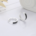 wholesale S925 sterling silver black line resin ear cuff, ins minimalist style, niche hip-hop edgy unisex ear accessory-0-1