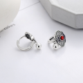 wholesale S925 Sterling Silver Retro Vintage Ethnic Style Hollowed-out Cloud Pattern Round Ball Pendant Tassel Elegant Earrings-0-2
