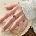 wholesale S925 Sterling Silver Artistic Vintage-style Design Hollow-out Colored Diamond and Red Agate Gourd Ring R02740-0-1