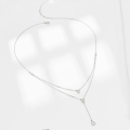wholesale 925 Silver Necklace Minimalist Elegant High-end Pendant Drop Diamond Double Layer Necklace for Women Cross-border Exclusive Jewelry-0-3