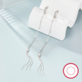 wholesale S925 Sterling Silver High-End Long Tassel Drop Earrings, French Minimalist Fashion, Cross-Border Hot Pick, INS Style Ear Accessories-0-1