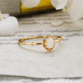 wholesale S925 silver plated with 14K gold, French vintage luxury-style white moonstone and white zircon ring-0-2