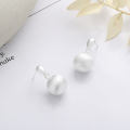 wholesale S925 silver fashion commuter round ball brushed matte design minimalist Euro-American versatile earrings with ear pins-0-1
