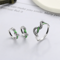 wholesale S925 Sterling Silver Green Drip Glaze Coiling Serpent Ring and Ear Clasp Retro Classic Trendy Street Style Accessories-0-0