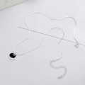 wholesale S925 Sterling Silver European and American Cross-Border Minimalist Style Black Onyx Simple Trendy Commuter Necklace-0-2