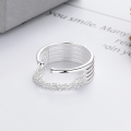 wholesale S925 Sterling Silver Korean-Style Multi-Layer Minimalist Line Tassel Chain Creative Design Trendy Versatile Ring-0-3