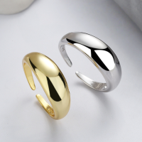 wholesale S925 Sterling Silver Irregular Minimalist Smooth Open Ring Fashion Ins Versatile Finger Ring for Women-DJ1082/white gold about 2.7g &gt; opening adjustable