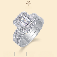 wholesale 925 Sterling Silver Minimalist Moissanite Closed Ring Cross-border Temu Hot Selling New Style Source Panyu Factory Wholesale-Moissanite Octagonal 6*8 US No. 8