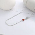 wholesale S925 Sterling Silver Creative Vintage Wheat Ear Design with Splice Southern Red Agate Chinese Style Statement Collarbone Necklace-0-1