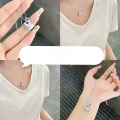 wholesale S925 Sterling Silver Korean Style Minimalist Ins-inspired Square Pendant Layered Necklace, Small Batch Design Elegant Collarbone Chain-0-3